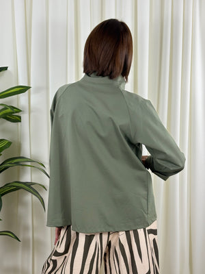 Oporto quirky asymetric jacket in sage