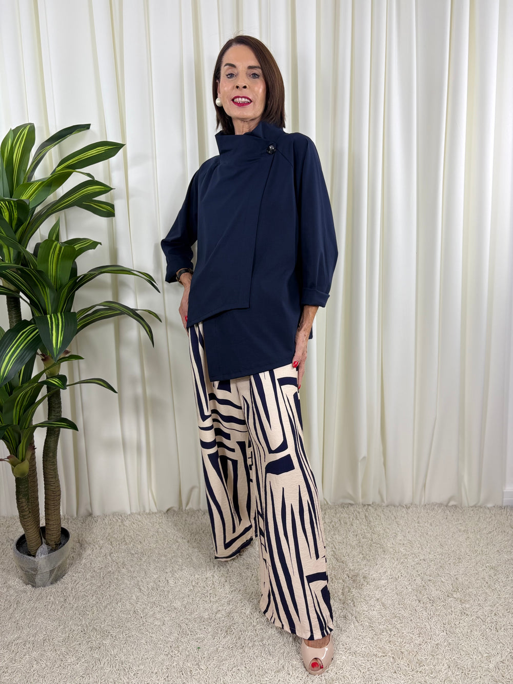 Oporto quirky asymetric jacket in navy