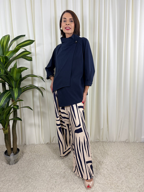Oporto quirky asymetric jacket in navy