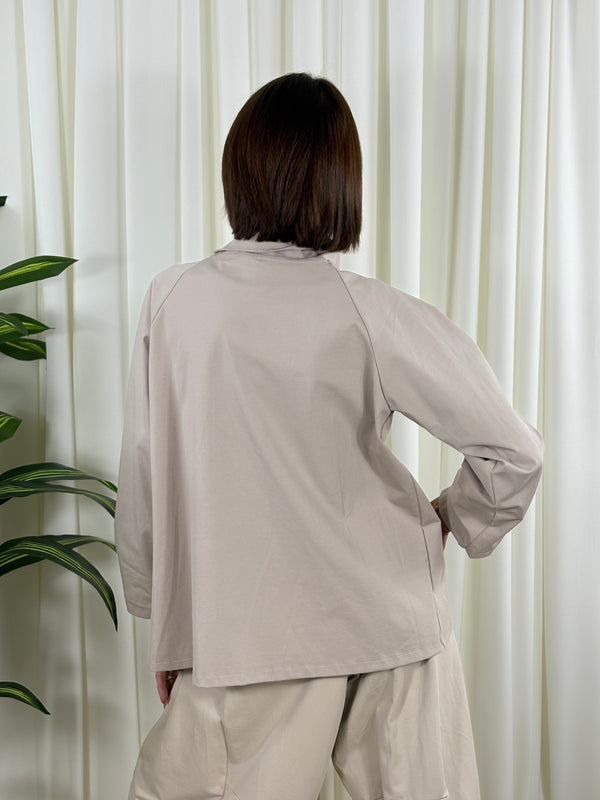 Oporto quirky asymetric jacket in stone