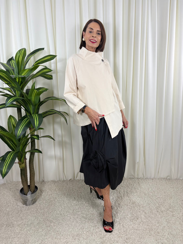 Oporto quirky asymetric jacket in beige
