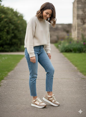 Georgia Trainers in mocha and beige - Bond Street Store