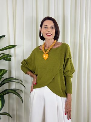 Enzo crossover knitwear in pistachio