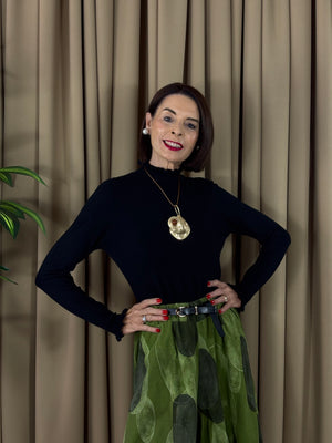 Francisca roll neck top in black