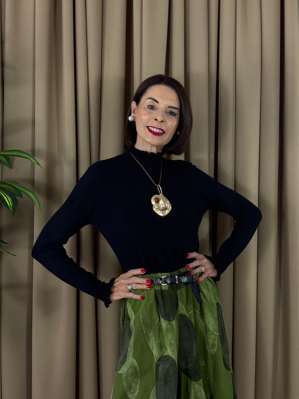 Francisca roll neck top in black