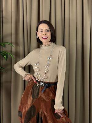 Francisca roll neck top in beige