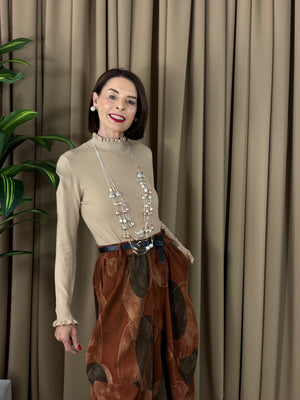 Francisca roll neck top in beige
