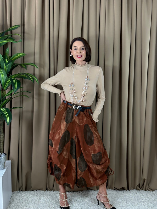 Francisca roll neck top in beige