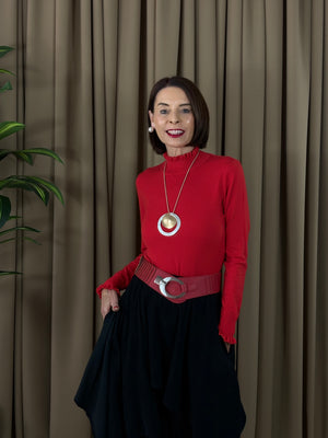 Francisca roll neck top in red