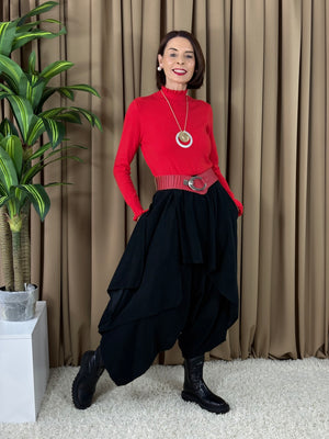 Francisca roll neck top in red