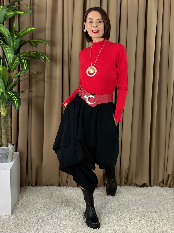Francisca roll neck top in red