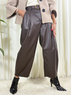 Dolly PU trousers in chocolate - PRE ORDER ARRIVAL DATE 3RD SEPTEMBER