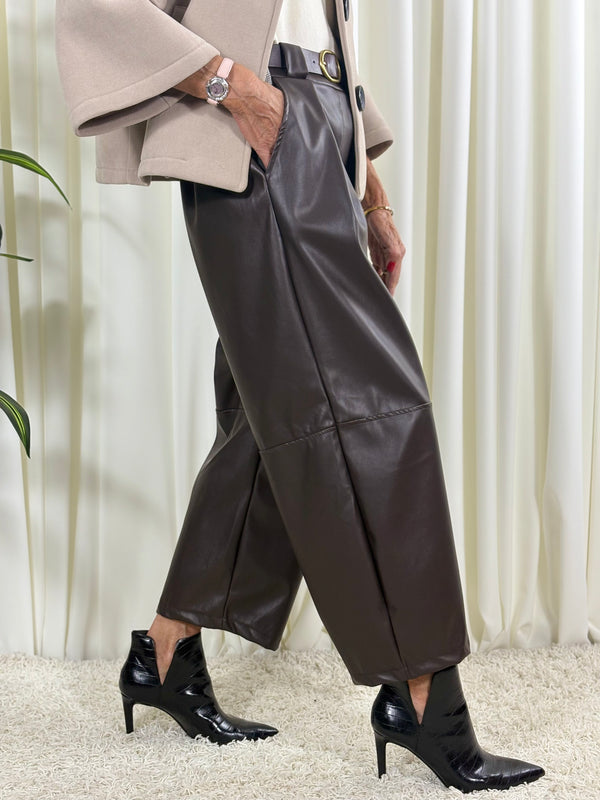 Dolly PU trousers in chocolate - PRE ORDER ARRIVAL DATE 3RD SEPTEMBER