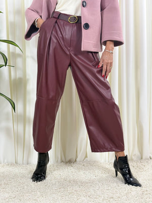 Dolly PU trousers in mulberry - PRE ORDER ARRIVAL DATE 3RD SEPTEMBER
