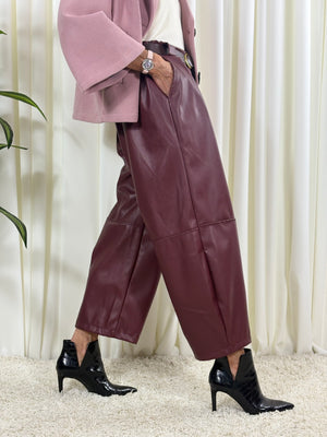 Dolly PU trousers in mulberry - PRE ORDER ARRIVAL DATE 3RD SEPTEMBER