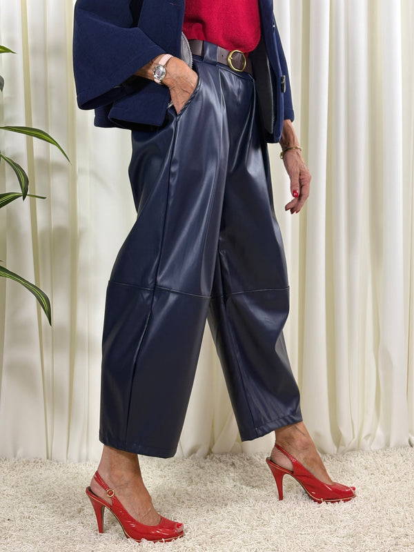 Dolly PU trousers in navy - PRE ORDER ARRIVAL DATE 3RD SEPTEMBER