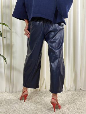 Dolly PU trousers in navy - PRE ORDER ARRIVAL DATE 3RD SEPTEMBER