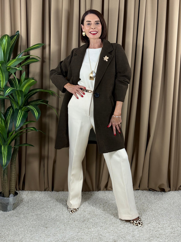 Dolly Three quarter jacket in chocolate