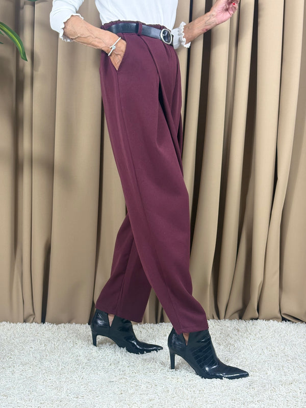 Ruby pleated trousers in mulberry