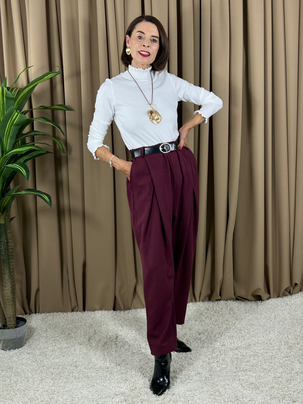 Ruby pleated trousers in mulberry