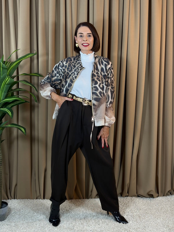 Ruby pleated trousers in chocolate
