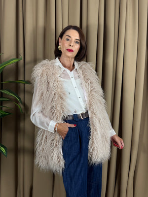 Tiffany faux fur gilet in beige
