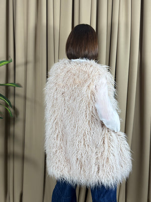Tiffany faux fur gilet in beige