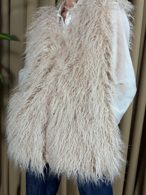 Tiffany faux fur gilet in beige