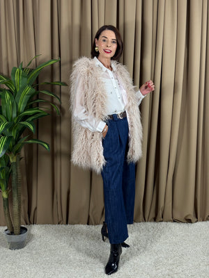 Tiffany faux fur gilet in beige