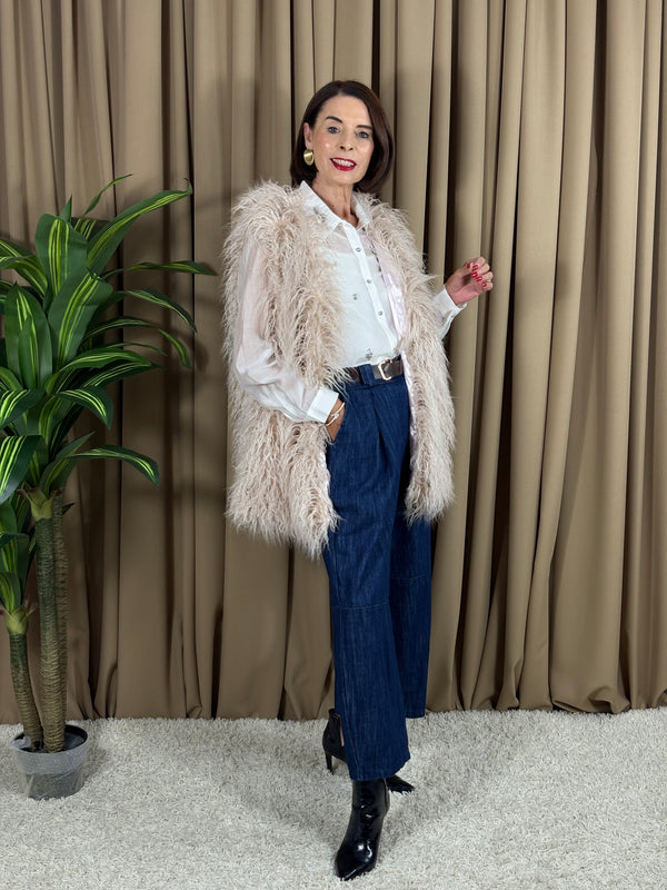 Tiffany faux fur gilet in beige