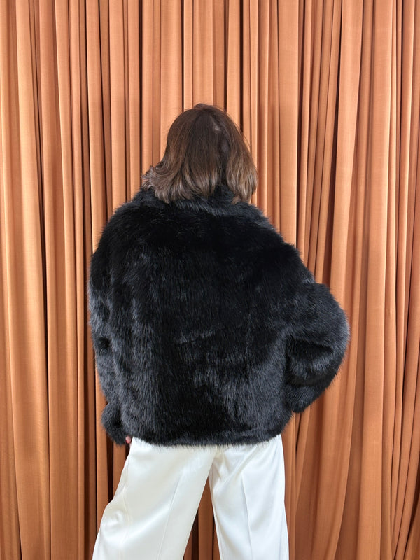 Kathleen Faux fur coat in black
