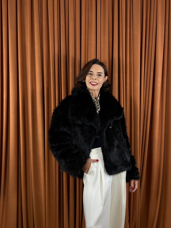 Kathleen Faux fur coat in black
