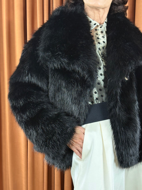 Kathleen Faux fur coat in black