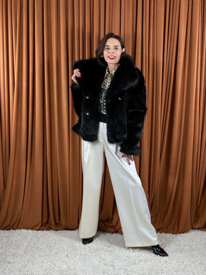 Kathleen Faux fur coat in black