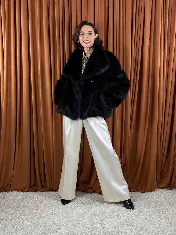 Kathleen Faux fur coat in black