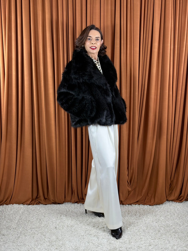 Kathleen Faux fur coat in black