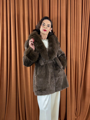 Beatrice faux fur jacket in chocolate