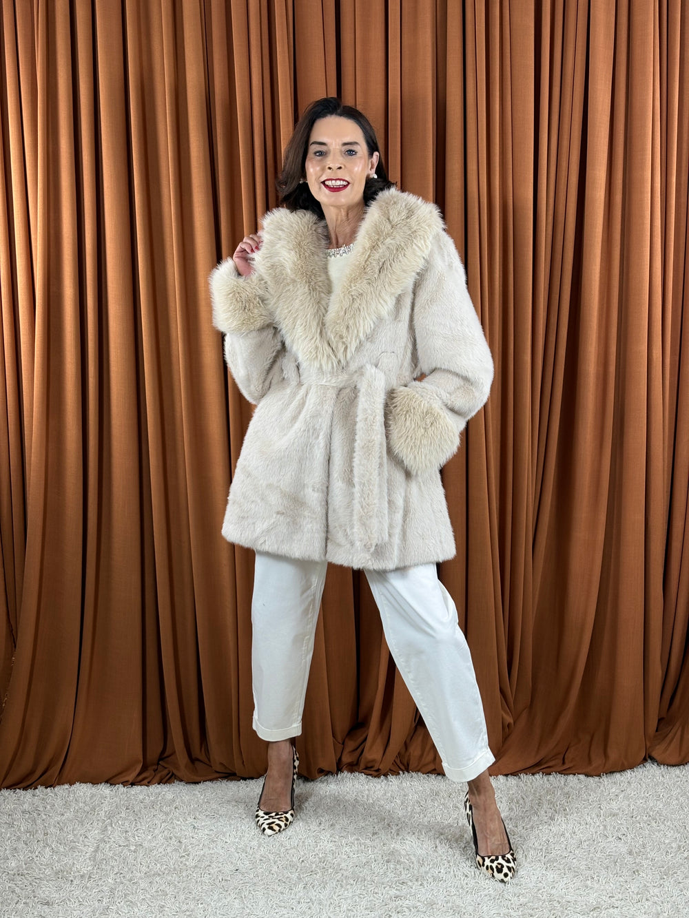 Beatrice faux fur jacket in beige