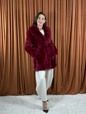 Beatrice faux fur jacket in red wine