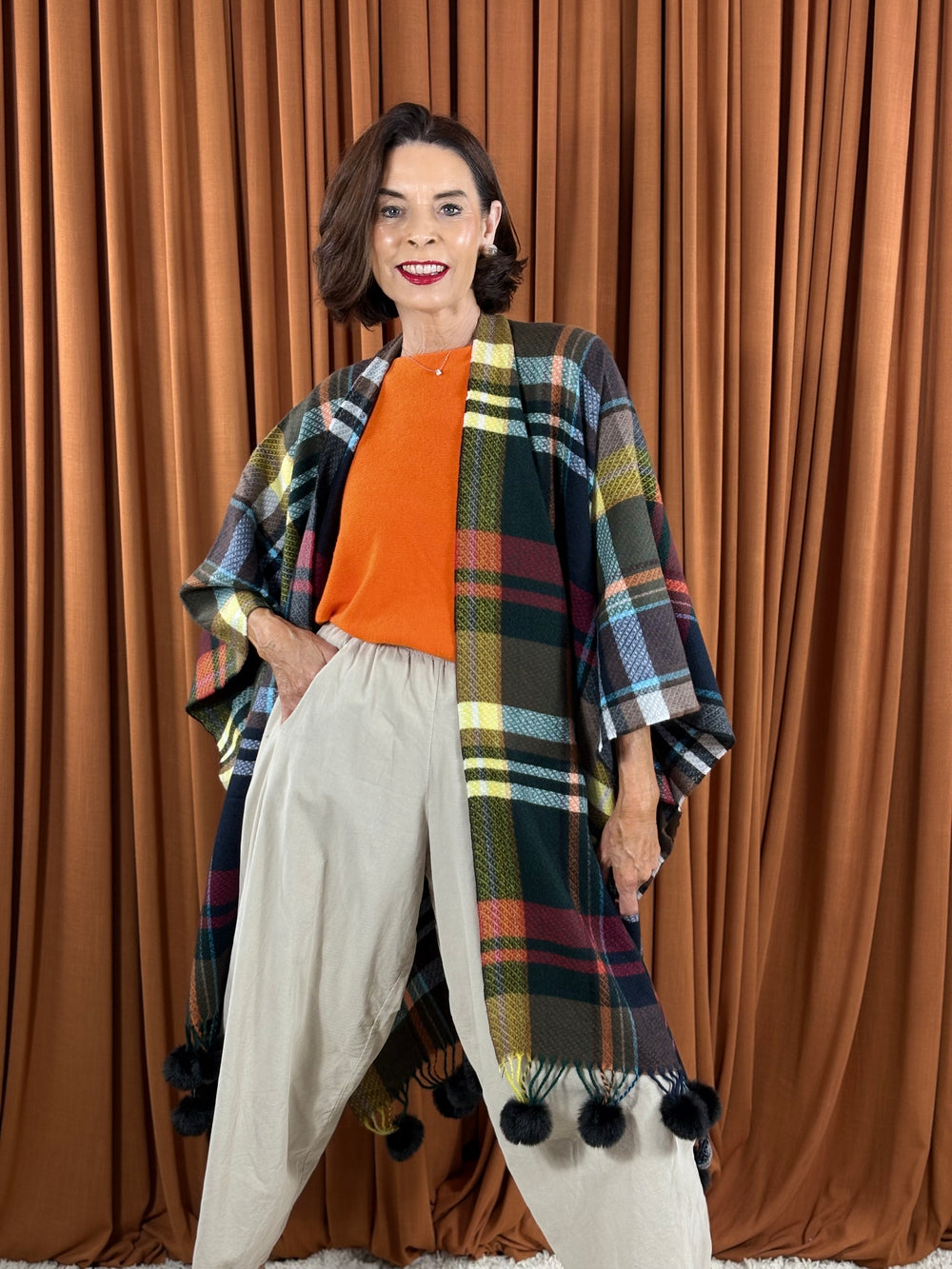 Cape poncho in black and multi