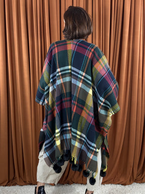 Cape poncho in black and multi