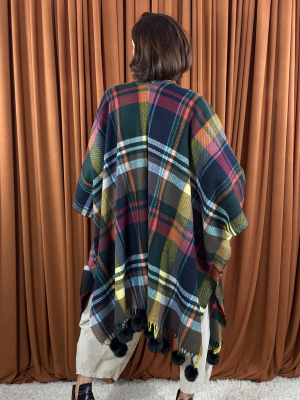Cape poncho in black and multi