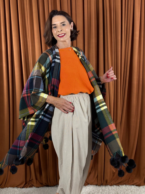 Cape poncho in black and multi
