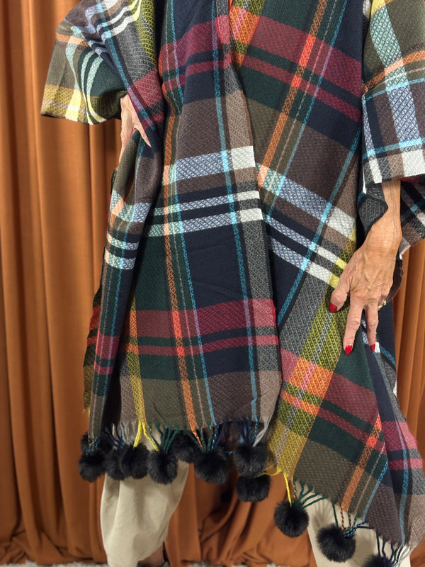 Cape poncho in black and multi