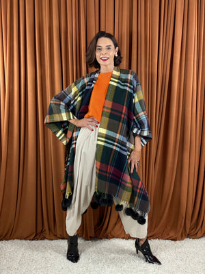 Cape poncho in black and multi