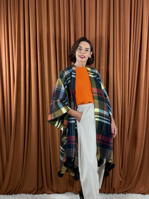 Cape poncho in black and multi