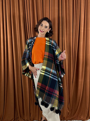 Cape poncho in black and multi
