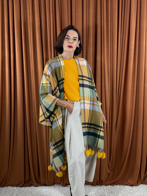 Cape poncho in mustard and multi