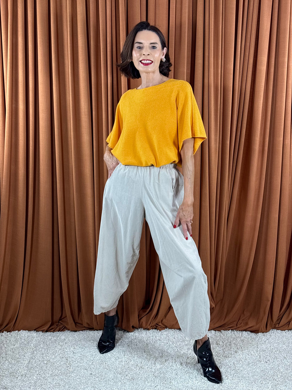 Saliyan knitwear in warm mustard yellow