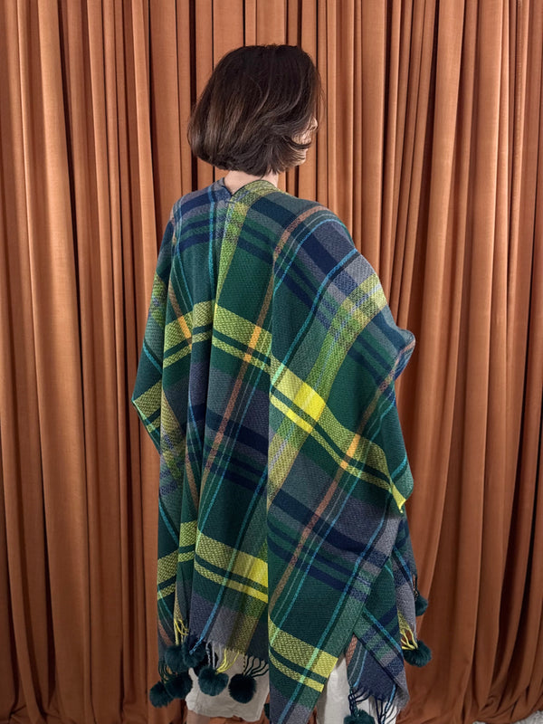 Cape poncho in sage and multi